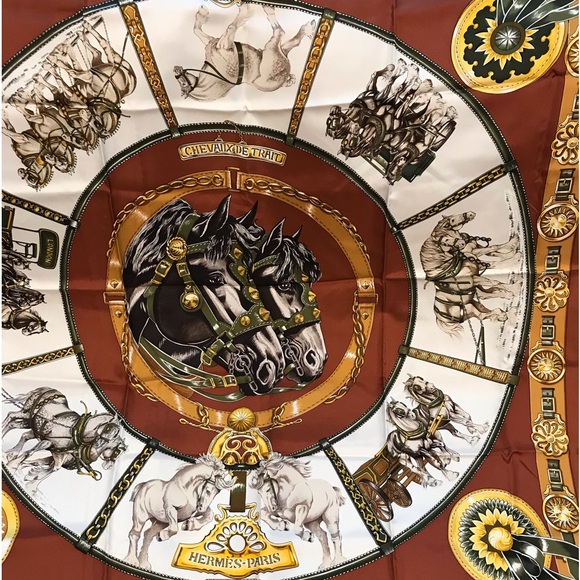 HERMES Carre90 CHEVAUX DE TRAIT Silk Scarf 😍🐴🐎🔥 - Picture 12 of 17